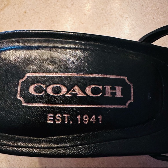 Coach Sandals size 7 1/2 B. 2 1/2” heels. Black leather. Made in Italy - Picture 10 of 11